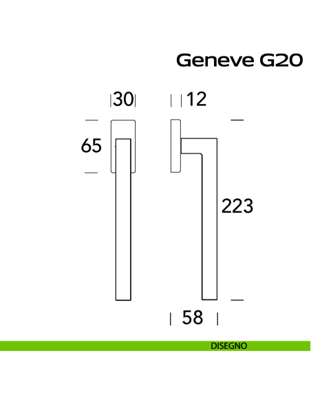 Maniglia in acciaio per finestra DK Geneve 200 Reguitti Inox disegno