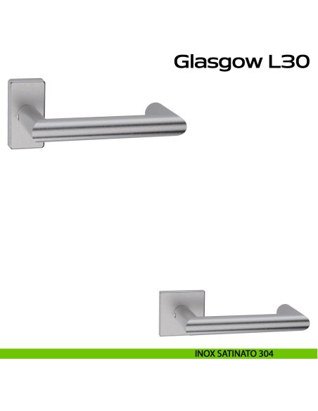 Maniglia in acciaio per porta Glasgow L30 Reguitti Inox rosetta rettangolare inox