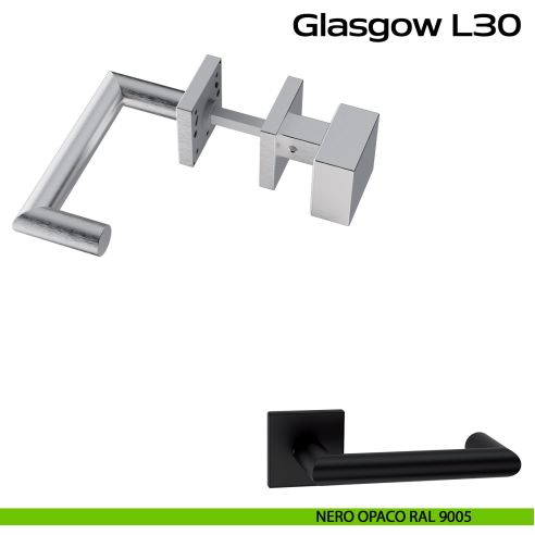 Maniglia in acciaio Glasgow L30  e pomolo fisso 2Q1 Reguitti Inox nero