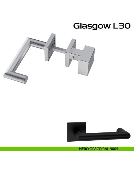 Maniglia in acciaio Glasgow L30  e pomolo fisso 2Q1 Reguitti Inox nero