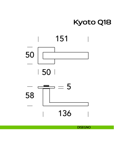 Maniglia in acciaio per porta Kyoto Q18 Reguitti Inox - disegno