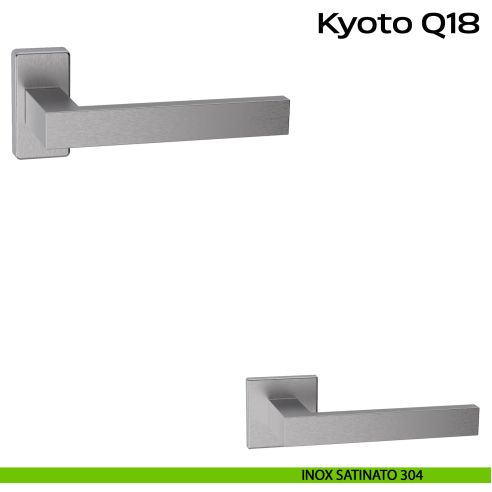 Maniglia in acciaio per porta Kyoto Q18 Reguitti Inox rosetta rettangolare - inox satinato 304