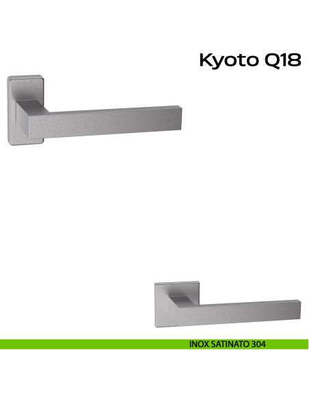 Maniglia in acciaio per porta Kyoto Q18 Reguitti Inox rosetta rettangolare - inox satinato 304