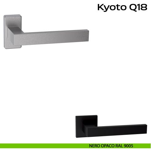 Maniglia in acciaio per porta Kyoto Q18 Reguitti Inox rosetta rettangolare - nero opaco RAL 9005