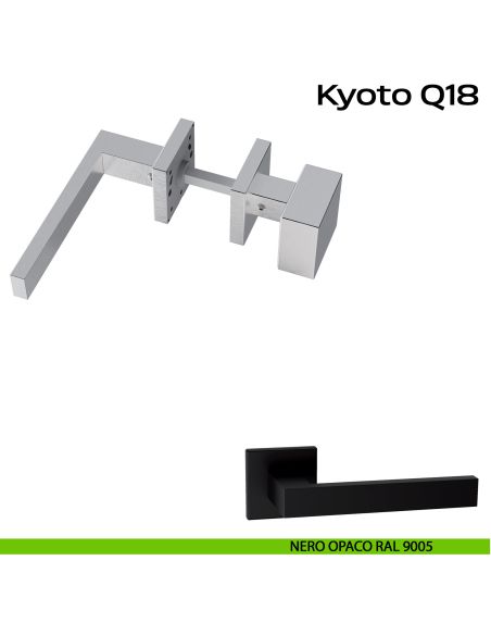 Maniglia in acciaio Kyoto Q18 e pomolo fisso 2Q1 Reguitti Inox - nero