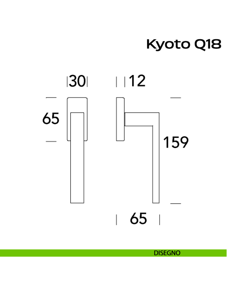 Maniglia in acciaio per finestra DK Kyoto Q18 Reguitti Inox disegno