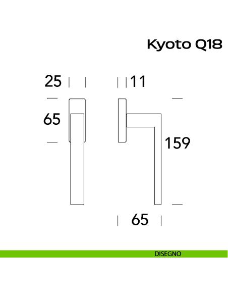 Maniglia in acciaio per finestra DK Kyoto Q18 Reguitti Inox disegno