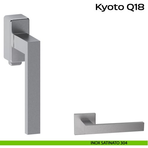 Maniglia in acciaio per finestra DK con pulsante su placca Kyoto Q18 Reguitti Inox - inox satinato 304