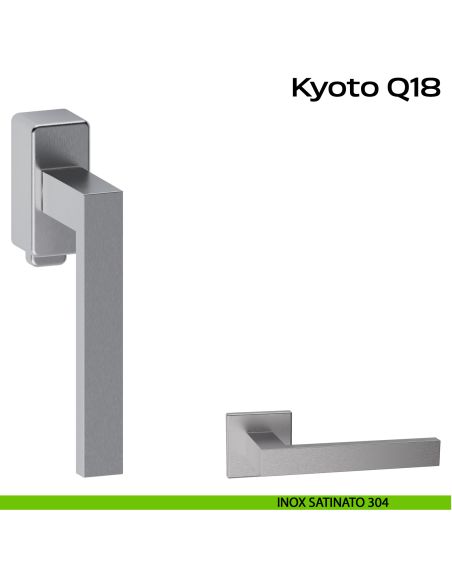 Maniglia in acciaio per finestra DK con pulsante su placca Kyoto Q18 Reguitti Inox - inox satinato 304