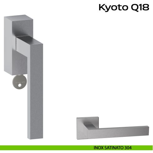 Maniglia in acciaio per finestra DK con chiave Kyoto Q18 Reguitti Inox - inox satinato 304