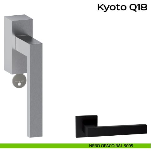 Maniglia in acciaio per finestra DK con chiave Kyoto Q18 Reguitti Inox - nero opaco RAL 9005
