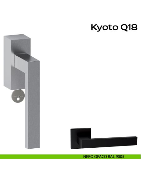 Maniglia in acciaio per finestra DK con funzione TBT Kyoto Q18 Reguitti Inox - nero opaco RAL 9005