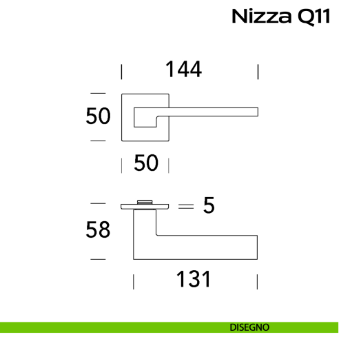 Maniglia in acciaio per porta Nizza Q11 Reguitti Inox - disegno