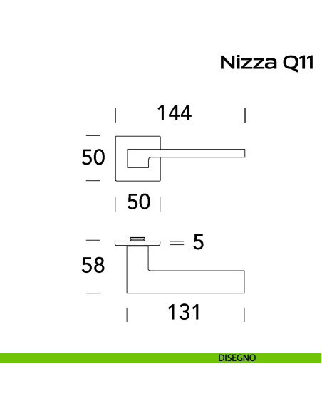 Maniglia in acciaio per porta Nizza Q11 Reguitti Inox - disegno
