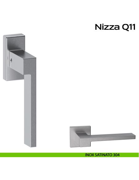 Maniglia in acciaio per finestra DK Nizza Q11 Reguitti Inox - DX - inox satinato 304