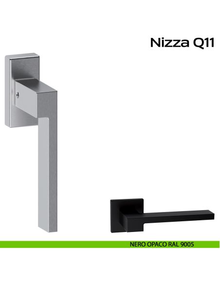 Maniglia in acciaio per finestra DK Nizza Q11 Reguitti Inox - DX - nero opaco RAL 9005