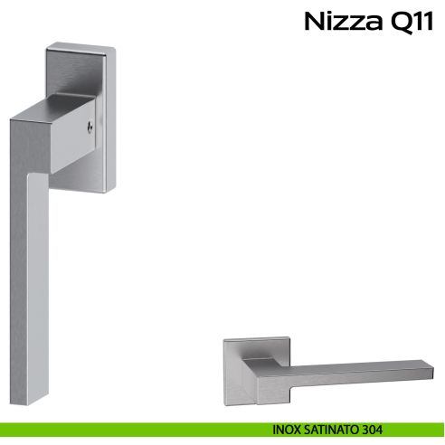 Maniglia in acciaio per finestra DK Nizza Q11 Reguitti Inox - SX - inox satinato 304