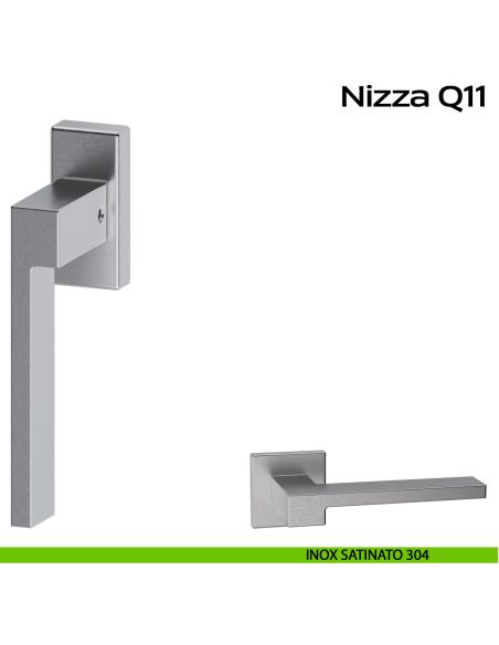 Maniglia in acciaio per finestra DK Nizza Q11 Reguitti Inox - SX - inox satinato 304