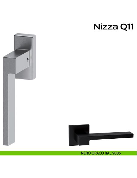 Maniglia in acciaio per finestra DK Nizza Q11 Reguitti Inox - SX - nero opaco RAL 9005