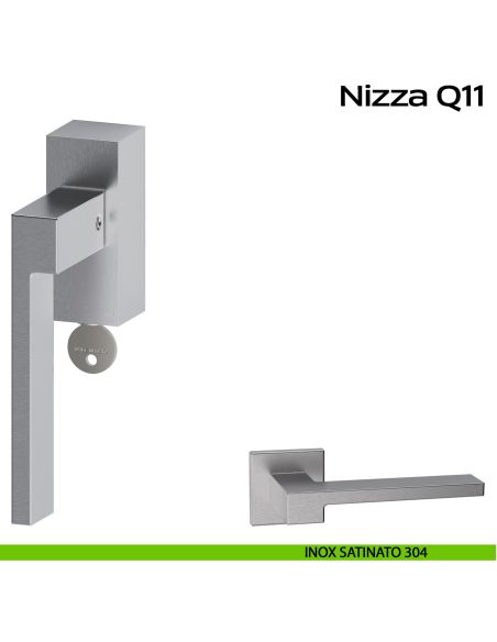 Maniglia in acciaio per finestra DK con chiave Nizza Q11 Reguitti Inox - SX - inox satinato 304