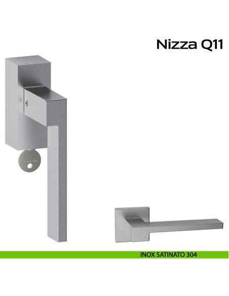 Maniglia in acciaio per finestra DK con funzione TBT Nizza Q11 Reguitti Inox - DX - inox satinato 304