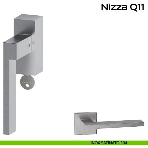 Maniglia in acciaio per finestra DK con funzione TBT Nizza Q11 Reguitti Inox - SX - inox satinato 304