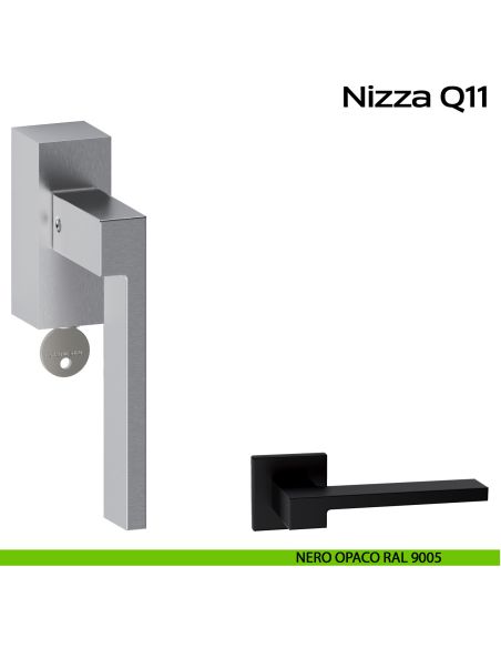 Maniglia in acciaio per finestra DK con funzione TBT Nizza Q11 Reguitti Inox - DX - nero opaco RAL 9005