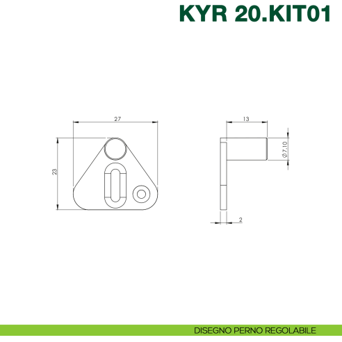 Kit accessori per serratura ad aste rotanti KYR Securital KYR 20.KIT01 - disegno perno regolabile