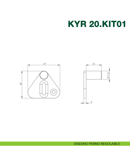 Kit accessori per serratura ad aste rotanti KYR Securital KYR 20.KIT01 - disegno perno regolabile
