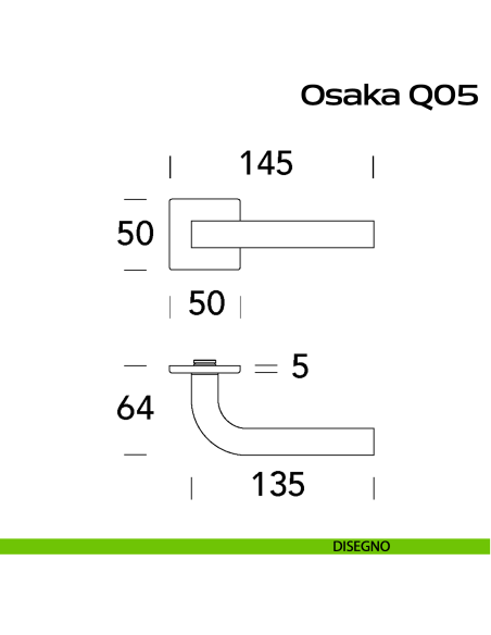 Maniglia in acciaio per porta Osaka Q05 Reguitti Inox disegno