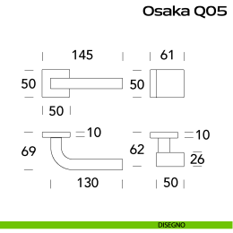 Maniglia in acciaio Osaka Q05 e pomolo fisso 2Q1 Reguitti Inox 2