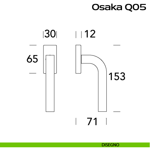 Maniglia in acciaio per finestra DK Osaka Q05 Reguitti Inox disegno
