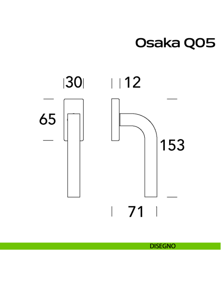 Maniglia in acciaio per finestra DK Osaka Q05 Reguitti Inox disegno