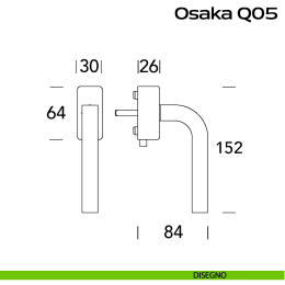 Maniglia in acciaio per finestra DK con pulsante su placca Osaka Q05 Reguitti Inox 2