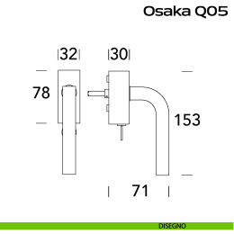 Maniglia in acciaio per finestra DK con funzione TBT Osaka Q05 Reguitti Inox 2