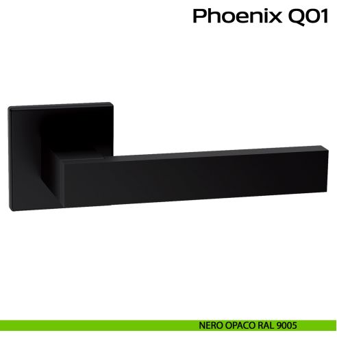 Maniglia in acciaio per porta Phoenix Q01 Reguitti Inox - nero opaco RAL 9005