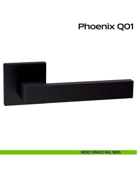 Maniglia in acciaio per porta Phoenix Q01 Reguitti Inox - nero opaco RAL 9005