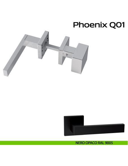 Maniglia in acciaio Phoenix Q01 e pomolo fisso 2Q1 Reguitti Inox - nero