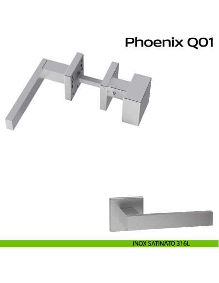 Maniglia in acciaio Phoenix Q01 e pomolo fisso 2Q1 Reguitti Inox - 316L