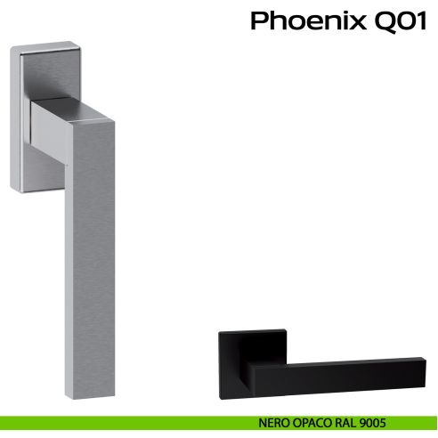 Maniglia in acciaio per finestra DK Phoenix Q01 Reguitti Inox - nero opaco RAL 9005