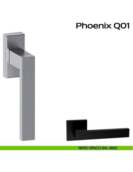 Maniglia in acciaio per finestra DK Phoenix Q01 Reguitti Inox - nero opaco RAL 9005