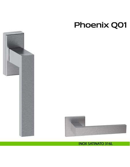 Maniglia in acciaio per finestra DK Phoenix Q01 Reguitti Inox - inox satinato 316L