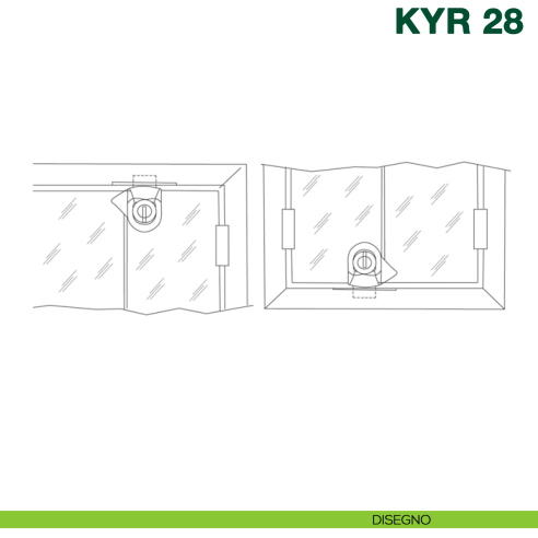 Serratura per anta doppia in vetro da applicare senza foro con cilindro KYR Securital KYR 28.2 - disegno