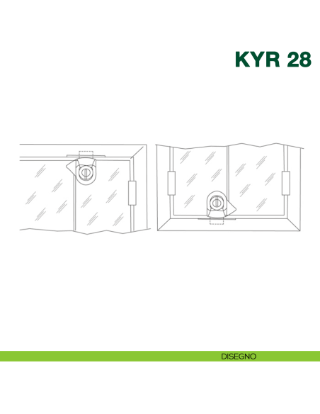 Serratura per anta doppia in vetro da applicare senza foro con cilindro KYR Securital KYR 28.2 - disegno