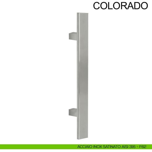 Maniglione in acciaio quadrato dritto per porta 40x10 mm Colorado Fimet Inox acciaio AISI 316