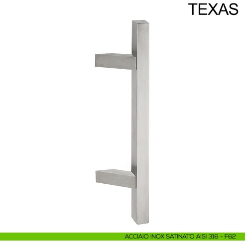 Maniglione inclinato in acciaio squadrato per porta 25x25 mm Texas Fimet Inox acciaio AISI 316