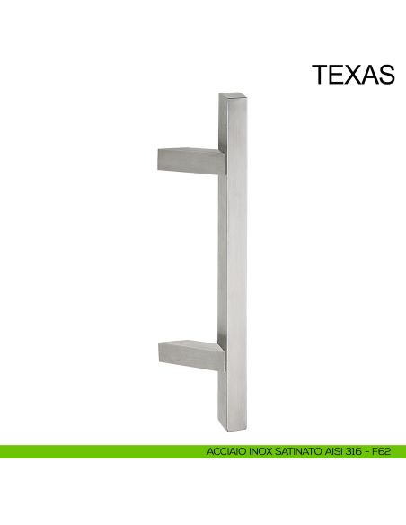 Maniglione inclinato in acciaio squadrato per porta 25x25 mm Texas Fimet Inox acciaio AISI 316