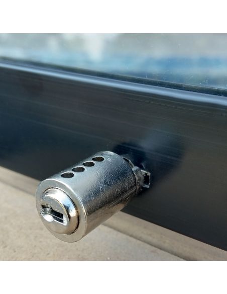 Serratura per scorrevole in vetro con telaio in alluminio con cilindro KYR Securital diametro 14 mm lunghezza perno 30 mm KYR 26