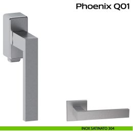 Maniglia in acciaio per finestra DK con pulsante su placca Phoenix Q01 Reguitti Inox 2