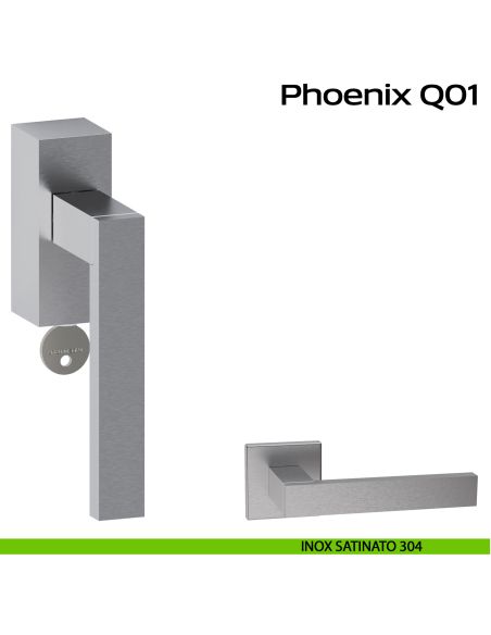 Maniglia in acciaio per finestra DK con funzione TBT Phoenix Q01 Reguitti Inox - inox satinato 304